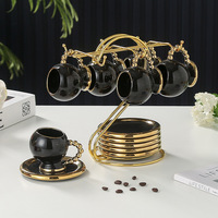Ensemble tasse et assiette à café de style européen, luxe léger et tendance, tasse créative élégante et raffinée, ensemble de tasses à thé et à café pour la maison