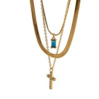 Collier pendentif multicouche haut de gamme pour femme, style européen et américain, avec chaîne en bambou électroplaquée
