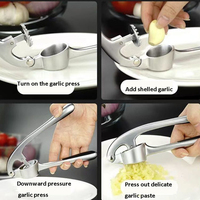 Moderne roestvrijstalen knoflookpers & -stamper, handmatige gembermixer, walnootklem, multifunctioneel, makkelijk schoon te maken, voor gebruik in de keuken