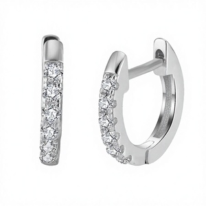2024 Wholesale Factory Price High-Class 925 Sterling <b>Silver</b> Geometric Paved Zirconia <b>Hoop</b> Earrings Vintage Party - Product Image 2