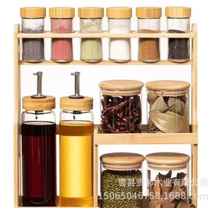 Étagère à épices multicouche en bambou pour comptoir de cuisine, rangement 2ème étage, produits alimentaires et de soins personnels - Product Image 1