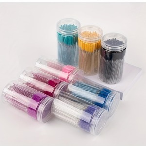 Herramientas Profesionales de Manicura y Maquillaje de Pestañas, Cepillo de Pestañas de Plástico con Mango de Cristal Colorido, 100 Piezas - Product Image 6
