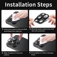 Protection d'écran 3D intégrale pour objectif d'appareil photo en métal et verre trempé pour iPhone 15 16 17 18 Pro Max