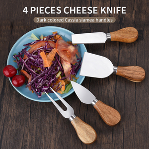 Ensemble d'outils à fromage en acier inoxydable avec manche en bois d'acacia, comprenant trancheuse, râpe, couteaux à <span class=keywords><strong>beurre</strong></span>, coupe-gâteau et couteau à fromage, populaire pour <span class=keywords><strong>la</strong></span> <span class=keywords><strong>cuisine</strong></span> - Product Image 5