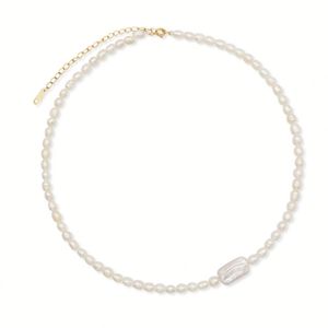 Chris April Fine <strong>Jewelry</strong> 925 Sterling <strong>Silver</strong> Gold Plated Natural Freshwater Baroque Rice Pearl Necklace - Product Image 1