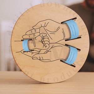 Kustom kayu keluarga potongan tangan bayi pemegang gelang tampilan untuk Glowforge pembibitan dekorasi seni baru lahir kedatangan tanda memori - Product Image 3