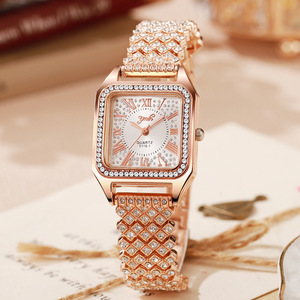 Nouvelle montre pour femme de commerce extérieur transfrontalier, bracelet en acier incrusté de diamants, style coréen, cadran carré tendance, mouvement à quartz - Product Image 3