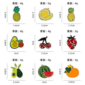 Schattige Japanse Koreaanse watermeloen pompoen kers aardbei durian avocado ananas voedselcombinatie broche emaille reversspeldjes - Product Image 4