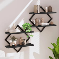 Étagères flottantes avec panier de rangement en fil métallique, lot de 2, étagères murales robustes en bois et en fer pour salle de bain, cuisine, salon