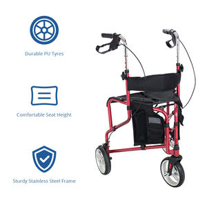 リラックススミス調節可能な三輪歩行器（シート付き）安全な歩行・休息ソリューション、リハビリセンター患者向け - Product Image 3