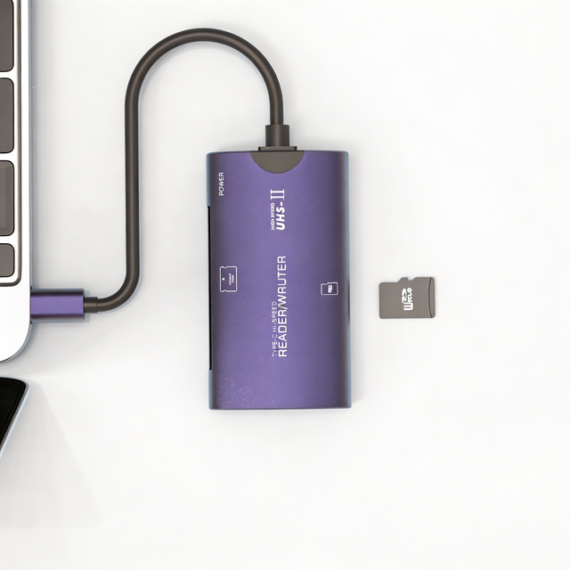 External Aluminum Alloy USB-C Card Reader, Supports CF, TF, and UHS-II Cards,For Phones, Tablets, and Computers, Plug and Play