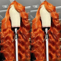 Perruque en cheveux humains de 30 pouces, couleur gingembre, avec dentelle frontale 13x6, ondulations profondes, densité 200, dentelle HD, bouclée orange, brésilienne, pré-épilée pour femmes