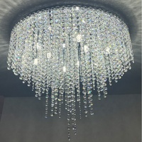 Plafonnier LED en cristal en acier inoxydable avec télécommande pour salon, chambre à coucher, salle à manger, style luxe léger