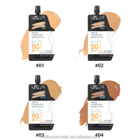 Vente en gros de fond de teint liquide écran solaire 10 ml SPF 50+ PA++++ matifiant, anti-pores, haute couvrance pour peaux grasses, marque privée