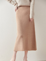 Falda de Punto Acanalado de Cintura Alta Estilo Coreano Otoño Invierno 2026, Informal y Elegante para Mujer, de Lana