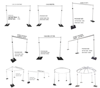 Kit de support de toile de fond robuste en aluminium réglable RHD, facile à installer, avec poteaux et rideaux, 8x8, 10x10, 20 pieds