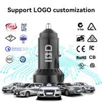 Chargeur de voiture rapide USB PD 60W à 2 ports IBD Metal avec anneau LED bleu, nouvelle tendance, 12V 24V, pour iPhone, Android, tablette
