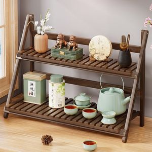 Desktop Storage Rack 2 Tier Wood Organizer For <b>Desk</b> Office Living Room Neatening <b>Shelf</b> Simple Style Rectangle Standing Type - Product Image 2