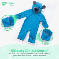 Combinaison polaire pour bébé YU TU avec capuche, mitaines et chaussons convertibles, compatible avec les sièges auto, douce et chaude, fermeture éclair facile
