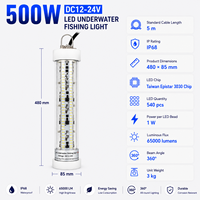 Lampe de pêche sous-marine LED 500W DC12V 24V, support personnalisé IP68, lampe attirante pour poissons, pour la pêche commerciale en mer et en haute mer