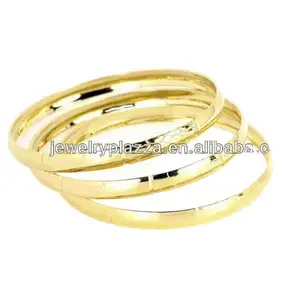 High Quality Fashion Gold Jewelry 14k Yellow Goldfill Plated Etched Circles Bangle Smooth Closed Bracelet