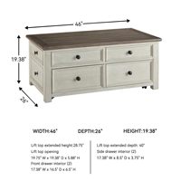 Table basse rustique en bois avec plateau relevable et compartiment de rangement dissimulé, table à thé mobile pour salon avec roulettes et tiroirs