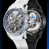 Montre squelette pour homme Mark Fairwhale, boîtier en acier inoxydable, bracelet en silicone étanche, chronographe, montre-bracelet pour affaires FW-6030
