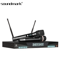 Microphone de karaoké KTV sans fil numérique à 2 canaux Soundmark K-150 avec suppression du bruit, capteur infrarouge, piles AA et contrôle du volume