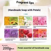 Sabun Minyak Esensial Kelopak Bunga Alami Organik 200g Buatan Tangan Mawar Cherry Blossom Lavender Anti Jerawat Pemutih Vegan untuk Mandi