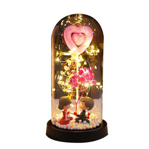 Cadeau pour les amoureux en gros, Saint-Valentin, couverture en plastique luminescente, fond noir, ornements pour les amoureux, fleurs décoratives, plantes - Product Image 6