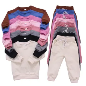 2023 Hot Bán Tùy Chỉnh Blank100 % Cotton Kid Bé Trẻ Em Đồng Bằng Crewneck Áo Toddler Chàng Trai Hoodies & Áo