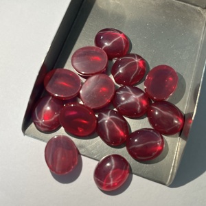 Pierre synthétique de forme ovale en cabochon de rubis étoilé pour la fabrication de bijoux - Product Image 6