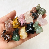 Vente en gros animal en cristal sculpté à la main agate multicolore pierre de lapin pour décoration cadeau