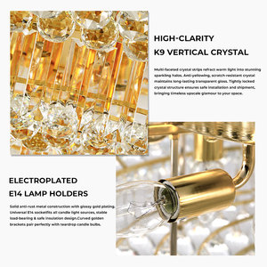 Plafonnier rond moderne en <span class=keywords><strong>cristal</strong></span> K9 doré sur mesure pour villa, hôtel, salon et projets d'aménagement intérieur <span class=keywords><strong>de</strong></span> luxe - Product Image 2