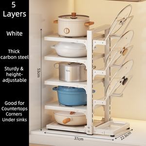 Estantes de Cocina Blancos, <span class=keywords><strong>Estante</strong></span> Multiusos <span class=keywords><strong>para</strong></span> Ollas, Multifuncional, <span class=keywords><strong>para</strong></span> Encimera, Debajo del Fregadero, Armario, Estantes de Almacenamiento <span class=keywords><strong>para</strong></span> Cocina - Product Image 4