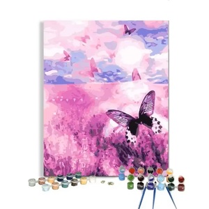 Usine <span class=keywords><strong>de</strong></span> Vente <span class=keywords><strong>en</strong></span> Gros DIY Décoration Intérieure Style Classique Toile Peinture Numéros Coloré Acrylique Papillon Portrait Huile Moyen Carré - Product Image 4