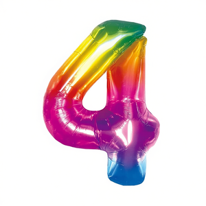 Globo de aluminio con el número 4 para fiestas, 100 cm, multicolor, decoraciones para fiestas de cumpleaños para niños - Product Image 2