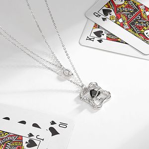 Collier pour femme en argent sterling 925, motif <span class=keywords><strong>Pique</strong></span> <span class=keywords><strong>Reine</strong></span> sportif, design double couche, chaîne <span class=keywords><strong>de</strong></span> pull en bambou, tendance et polyvalent - Product Image 2