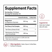 Gélules de magnésium glycinate et de cerise Montmorency de qualité supérieure pour un soutien musculaire biodisponible – Formule de qualité professionnelle