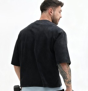 男性用ジムクロップドシャツコットン箱入り男性用特大クロップトップヒップホップスタイルフィットネス<span class=keywords><strong>T</strong></span>シャツ - Product Image 3