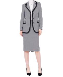 Costume femme simple <span class=keywords><strong>et</strong></span> généreux <span class=keywords><strong>pied</strong></span> <span class=keywords><strong>de</strong></span> <span class=keywords><strong>poule</strong></span> blazer <span class=keywords><strong>noir</strong></span> <span class=keywords><strong>et</strong></span> <span class=keywords><strong>blanc</strong></span> jupe taille haute dames élégant costume décontracté formel 2 pièces - Product Image 1