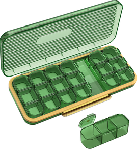 Linxikeji Sn12853 Boîte à pilules portable en plastique à 21 compartiments, grande capacité, étui à vitamines, organisateur hebdomadaire de voyage pour 7 jours, fabriqué au Guangdong - Product Image 1