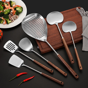 304 Stainless Steel Spatula Set With Wooden Handle Heat Resistant Kitchen Utensils Cooking Tool Set - Product Image 1