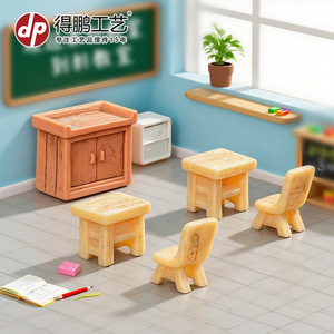 Ensemble de meubles scolaires miniatures en résine, décorations de salle de classe pour l'affichage de scènes éducatives - Product Image 4