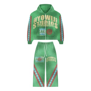 ชุดเซ็ตแทรคสูท SAINT XLL สีดำ เสื้อฮู้ดซิปเต็มตัว กางเกงขายาว พิมพ์ลายตัวอักษร สไตล์สตรีทแวร์ ยูนิเซ็กส์ สำหรับผู้ใหญ่ ฤดูใบไม้ร่วง ทรงปกติ - Product Image 2