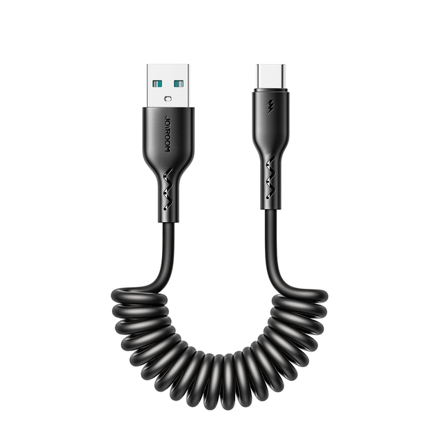JOYROOM 1.5m Coiled Data Cable 3A Fast Charging Multiple USB a to Type C Shielded with Braid for Computer and Earphone Use
