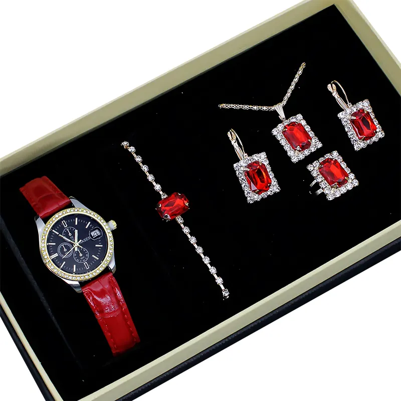 Relojes de mujer Elegante nuevo conjunto de relojes de joyería cuadrados de cinco piezas