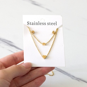 Conjunto de Joyería de Moda para Mujer, Aretes y Collar con Colgante de Corazón en Acero Inoxidable Chapado en Oro de 18K, Joyería Nupcial - Product Image 1