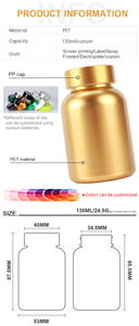 Customized Gold Electroplating PET Plastic Capsule Container Empty <b>Bottle</b> 130ML for Health Products with Screw Cap - Product Image 6