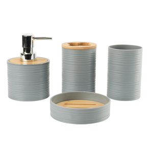 Ensemble de rangement moderne pour salle de bain d'hôtel, composants en plastique et bambou, support de toilette sur pied, étagère à cosmétiques, porte-brosse à dents - Product Image 6